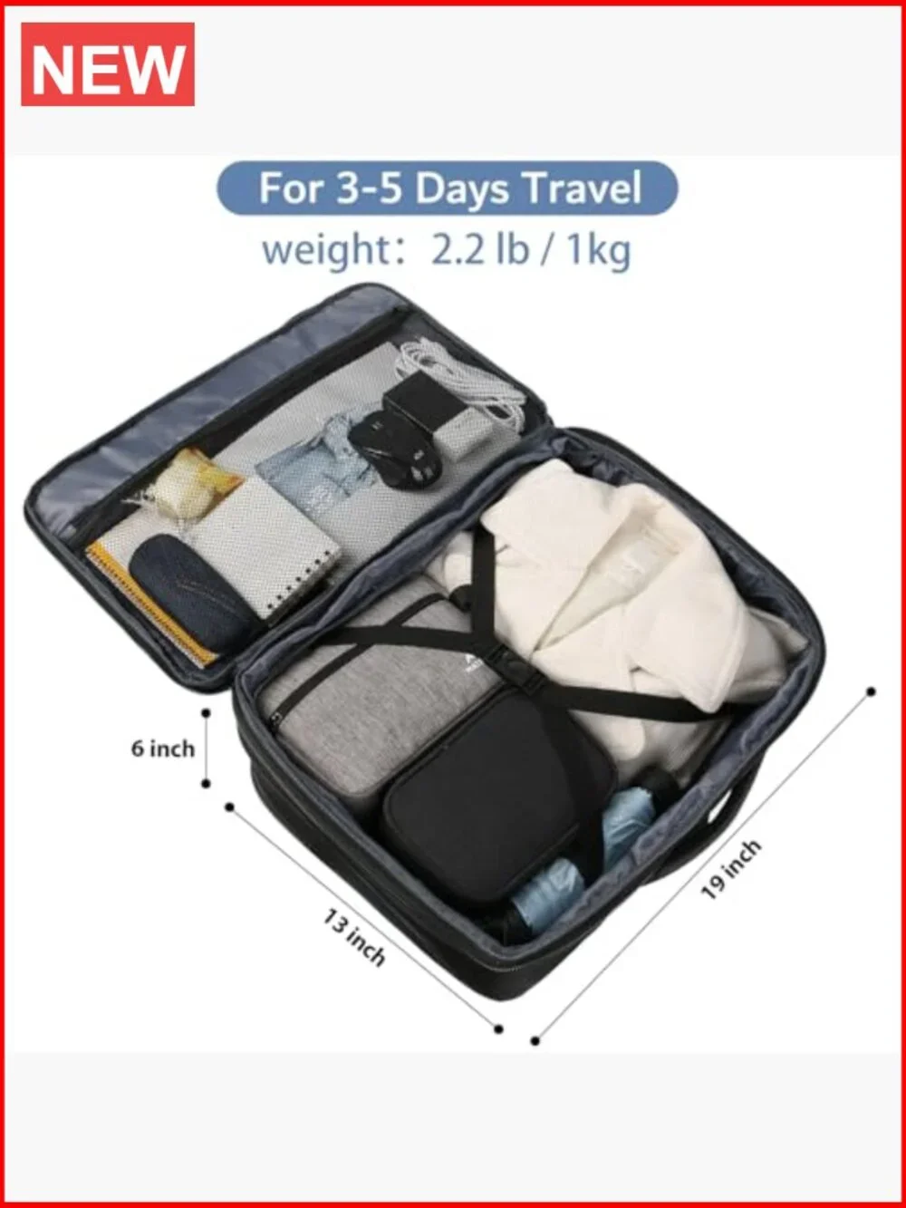 Extra Large Travel Backpack Expandable 40L Carry On Weekender Water Resistant